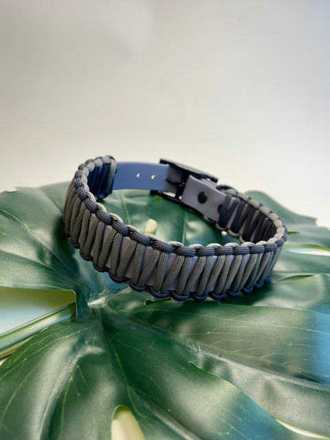 Biothane-Halsband mit Paracord - Grau/Anthrazit