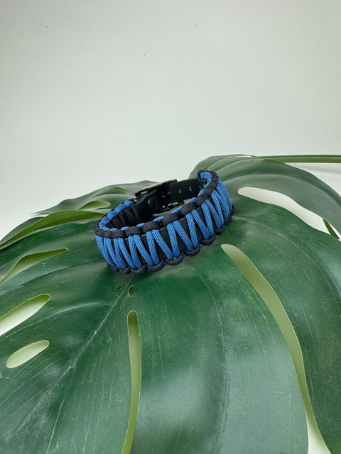 Biothane-Halsband  mit Paracord -  Petrol / Schwarz