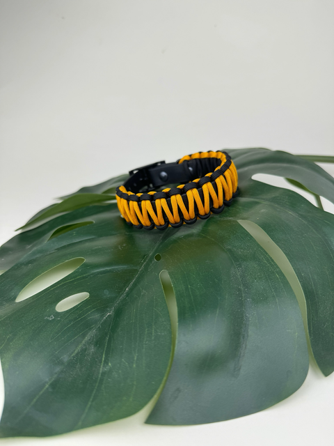 Biothane-Halsband mit Paracord - Goldenrod / Schwarz